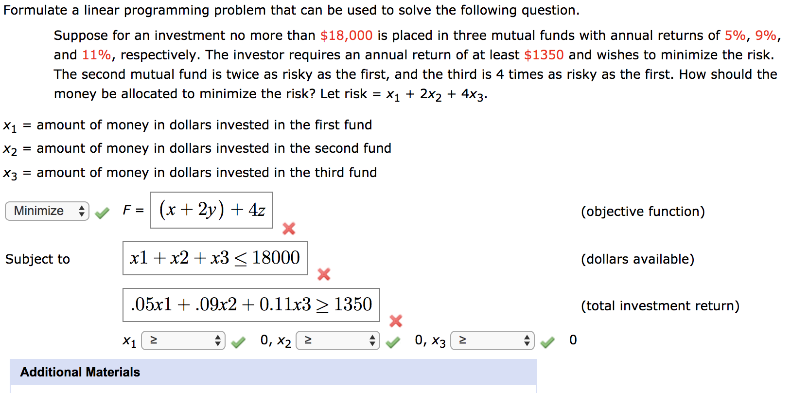 Formulate a linear programming problem that can