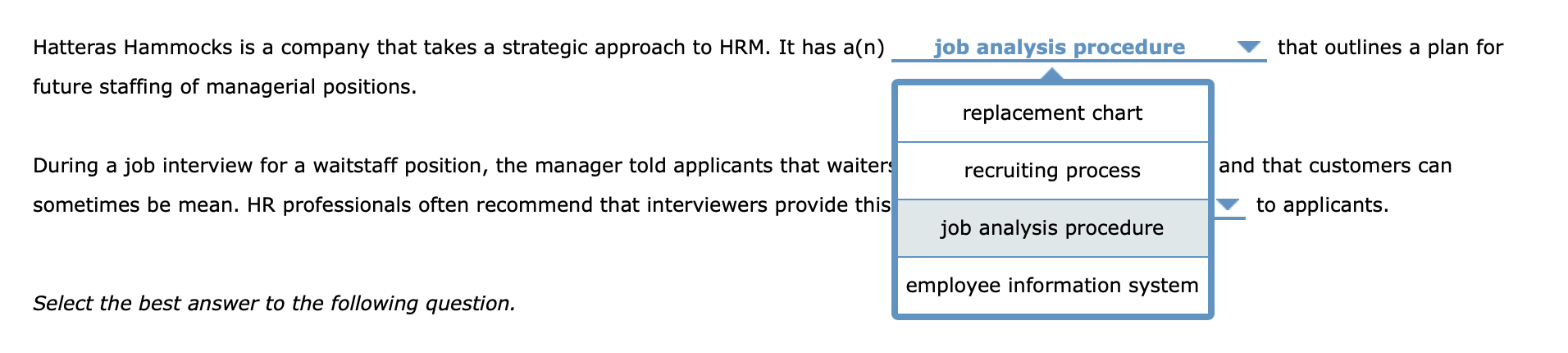 job analysis procedure that outlines a plan for