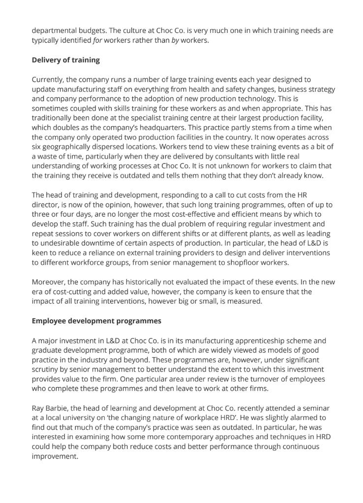 Case Study: Learning and Development at Choc Co.