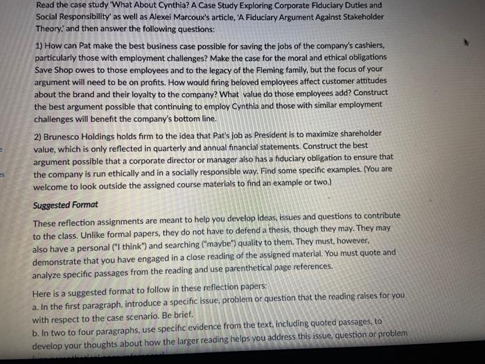 es Read the case study 'What About Cynthia? A