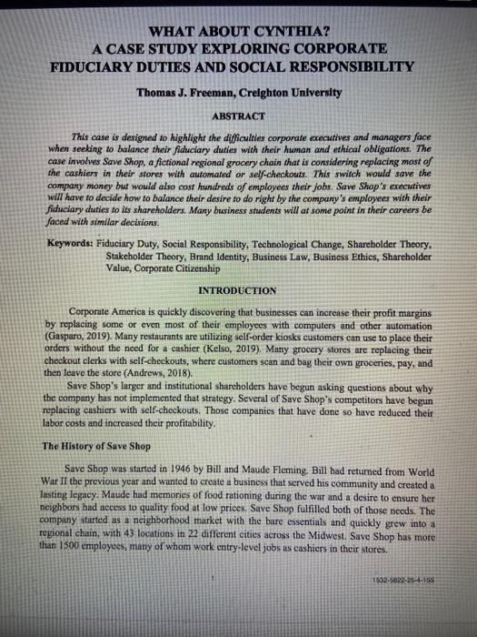 es Read the case study 'What About Cynthia? A