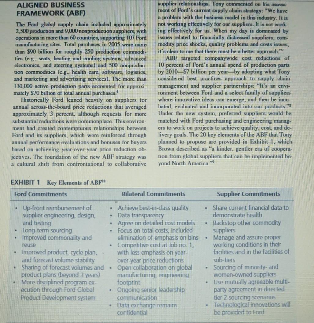 Ford Motor Company-Aligned Business Framework: