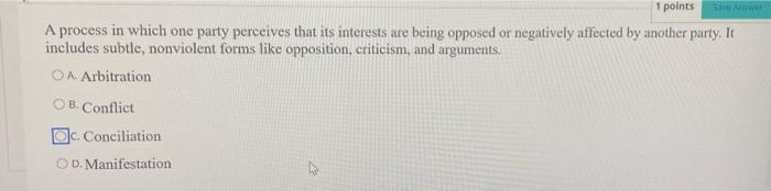 1 points Son Art A process in which one party