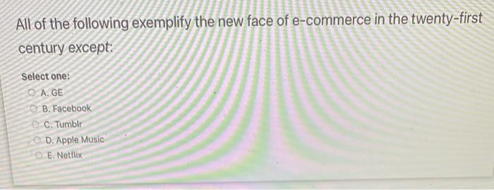 All of the following exemplify the new face of