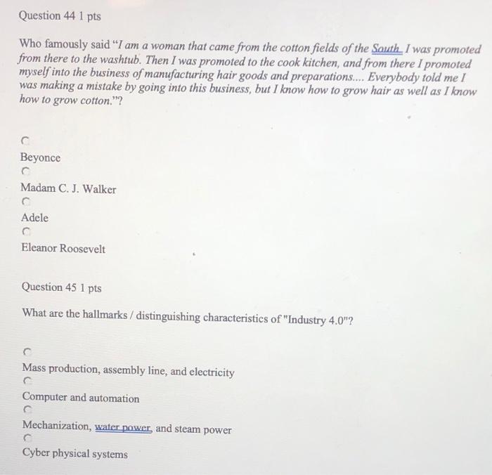 Question 42 1 pts The algorithm that "Cluster
