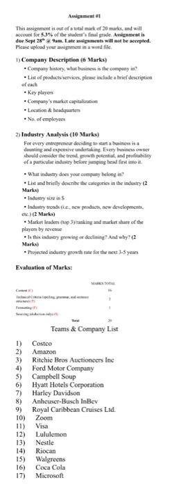 Assignment This assignment is out of almof 30