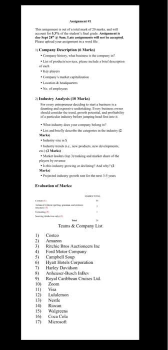 Assignment This assignment is out of almof 30