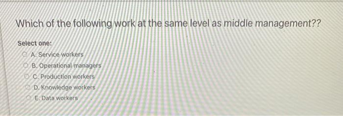 Which of the following work at the same level as