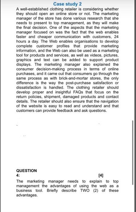 Case study 2 A well-established clothing retailer