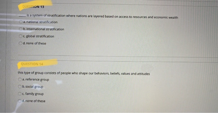 is a system of stratification where nations are