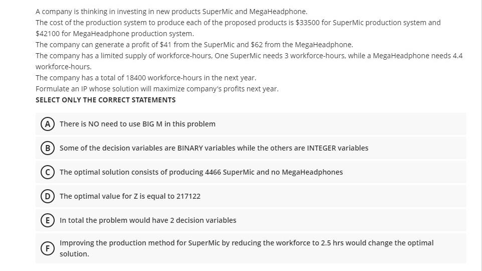 A company is thinking in investing in new