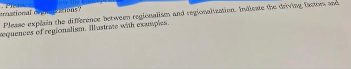 . Please ernational organions? Please explain the