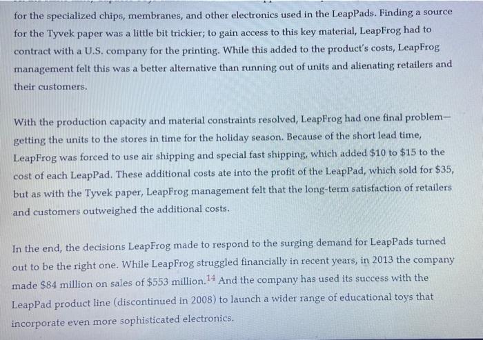 please read the case study and give answer 4 and