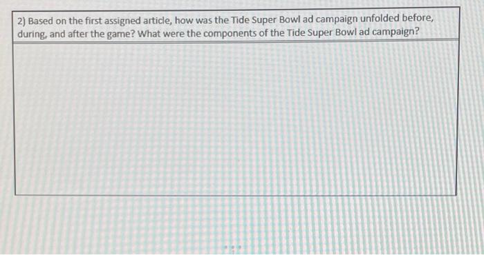 2) Based on the first assigned article, how was