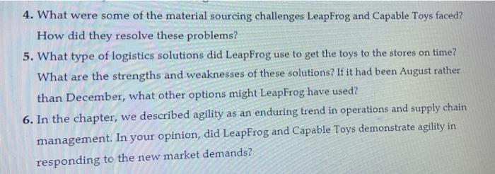 please read the case study and give answer 4 and