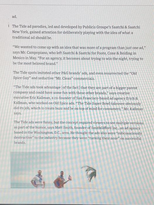 2) Based on the first assigned article, how was