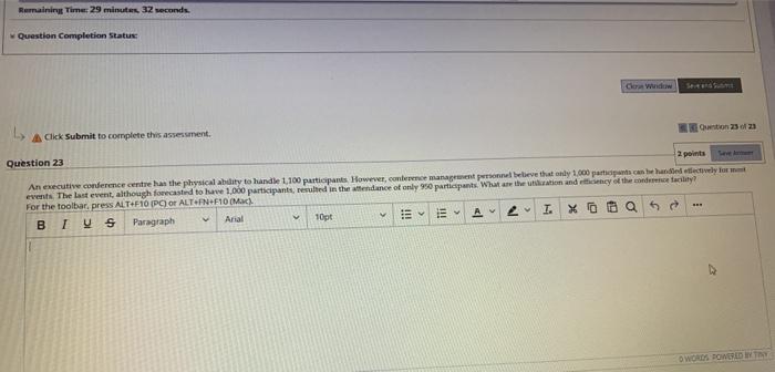 Remaining Time: 29 minutes 32 seconds Question