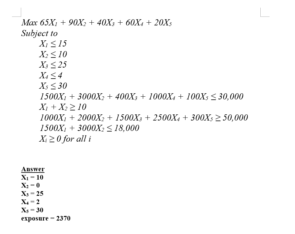 Media Selection from the lecture notes. Solve the
