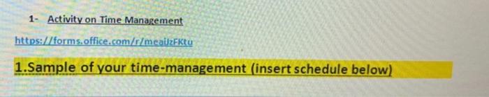 skill assessment 1- Activity on Time Management