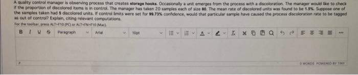 A quality control manager is observing process