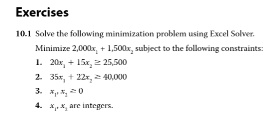 Exercises 10.1 Solve the following minimization