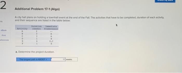 2 Additional Problem 17-1 (Algo) A city hall