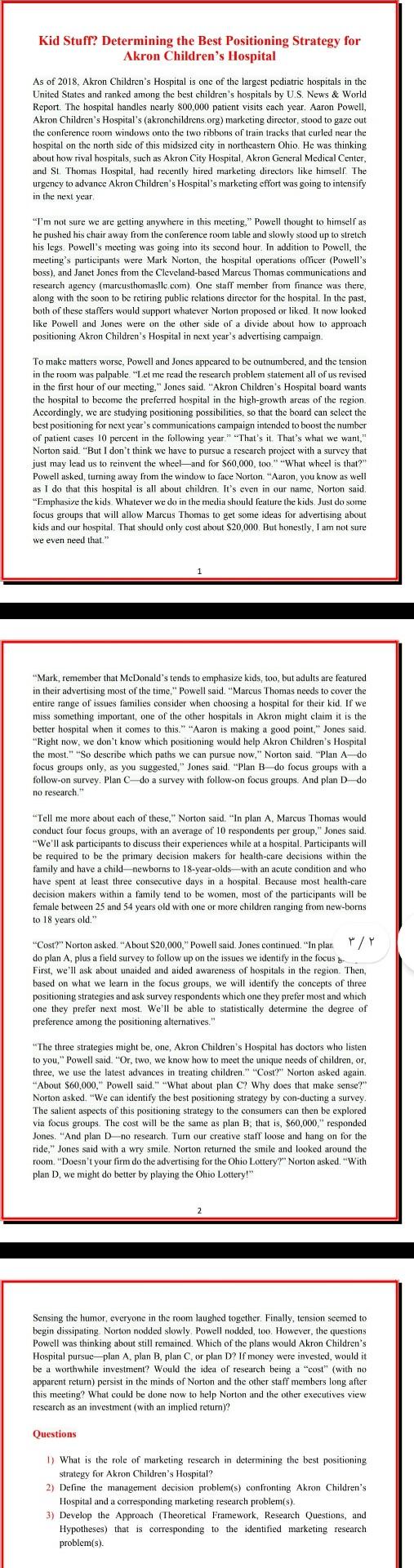 Kid Stuff? Determining the Best Positioning