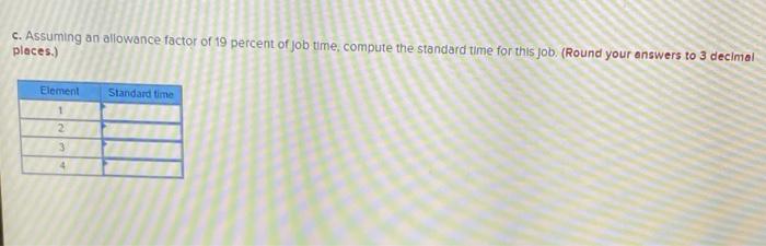 A time study was conducted on a job that contains