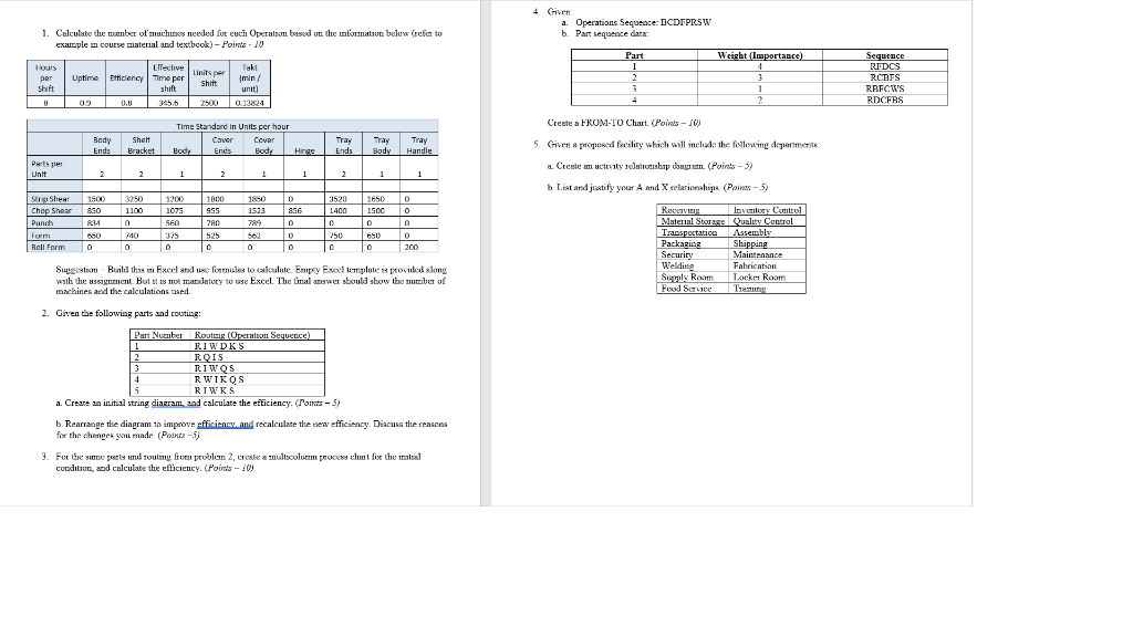 4. Given a. Operations Sequrace: DCDIPRSW b. Part