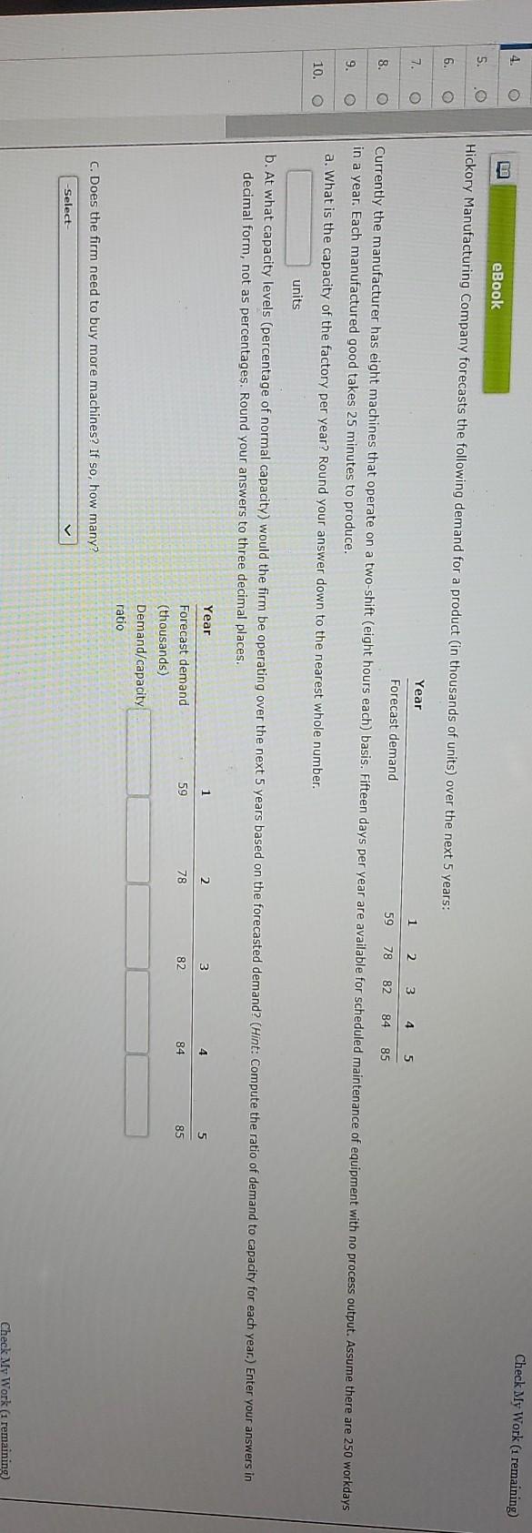 4 Check My Work (1 remaining) B eBook 5. Hickory