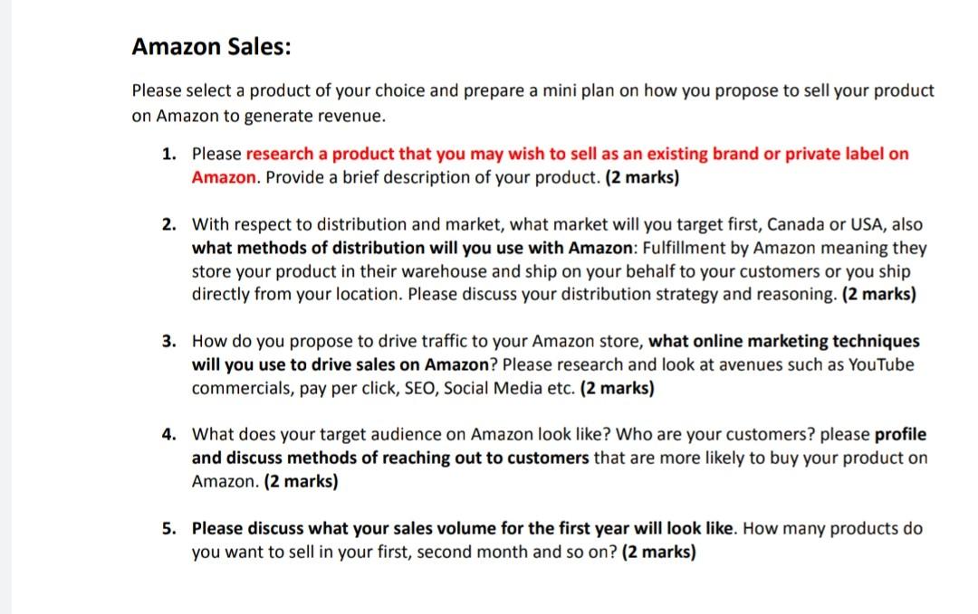 Amazon Sales: Please select a product of your