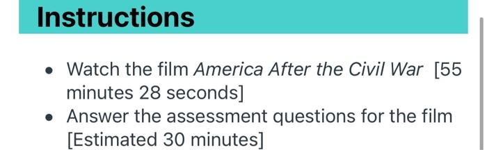 Instructions Watch the film America After the
