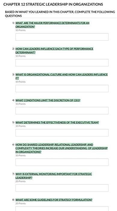 CHAPTER 12 STRATEGIC LEADERSHIP IN ORGANIZATIONS