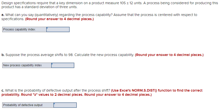 Design specifications require that a key