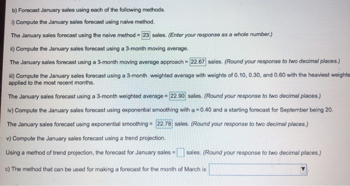 please do "v)"and "c" please b) Forecast January