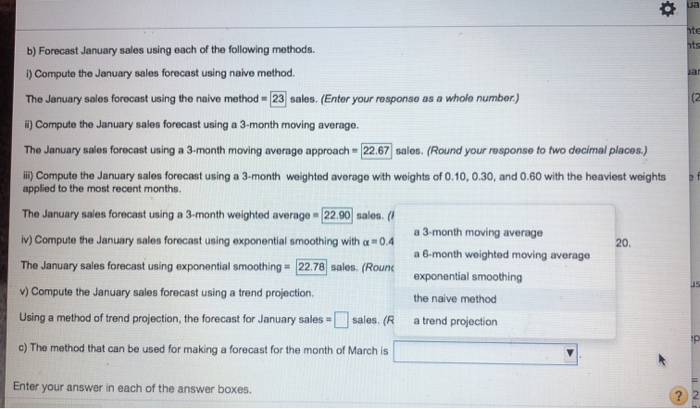 please do "v)"and "c" please b) Forecast January
