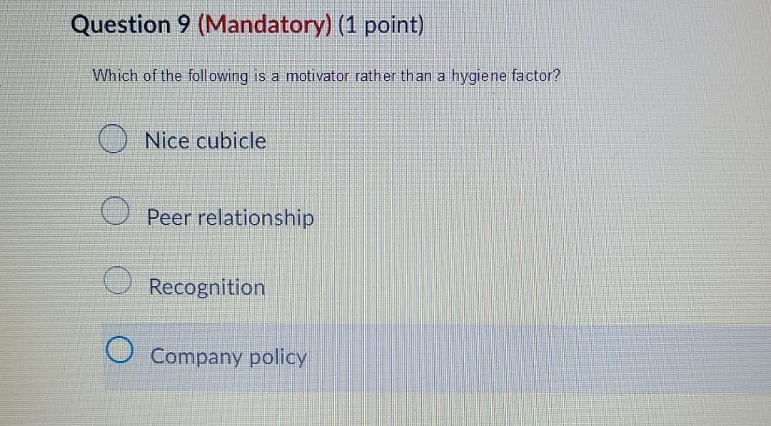 Question 7 (Mandatory) (1 point) Which power