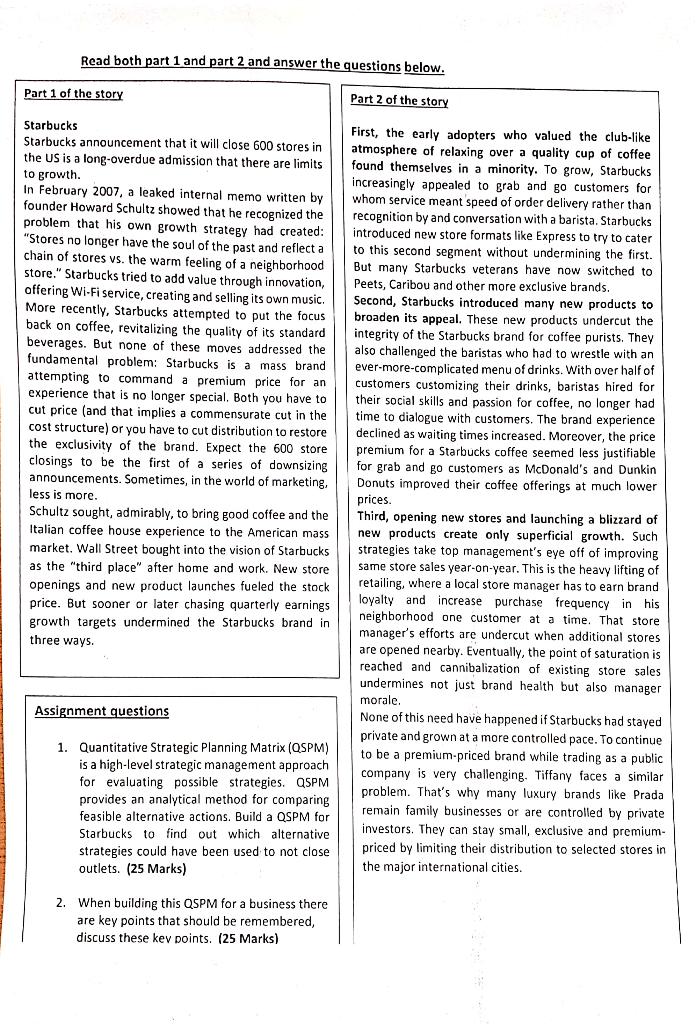 Read both part 1 and part 2 and answer the