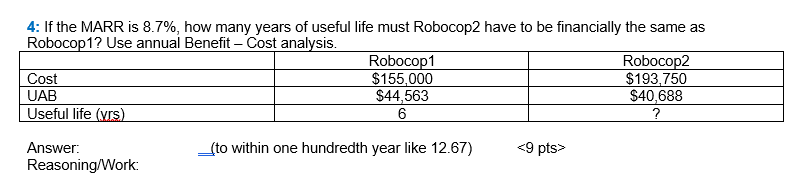 i need step wise solution: 4: If the MARR is