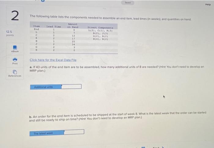 Seved Help 2 The following table lists the