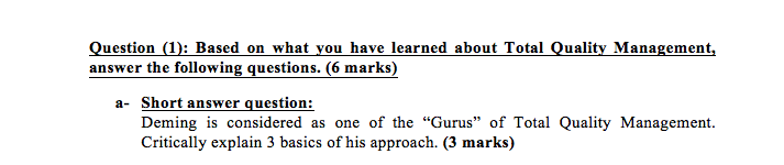 Question (1): Based on what you have learned