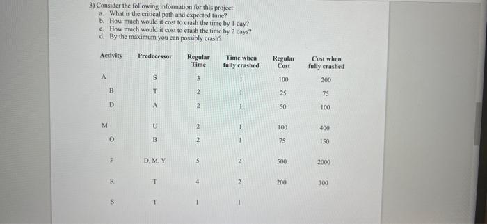 Please be detailed and show all work/steps. 3)