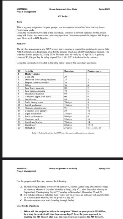 MGMT2102 Group Assignment: Case Study Spring 2020