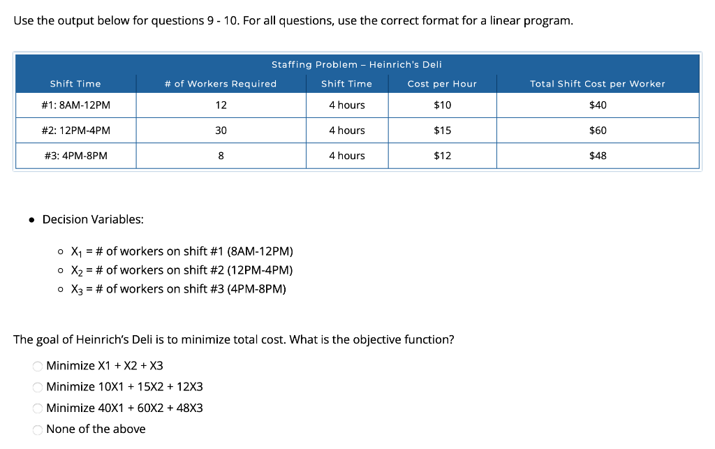 Use the output below for questions 9 - 10. For
