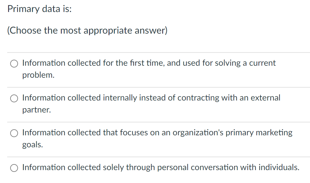 Primary data is: (Choose the most appropriate
