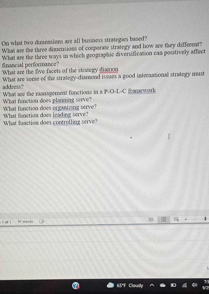 On what two dimensions are all business