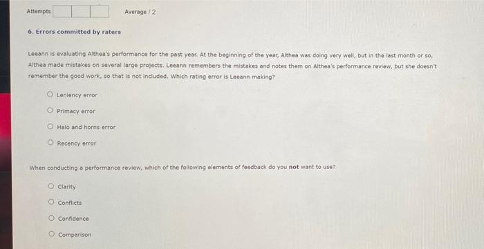 Attempts Average/2 6. Errors committed by raters