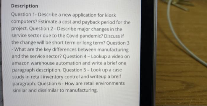 Description Question 1- Describe a new