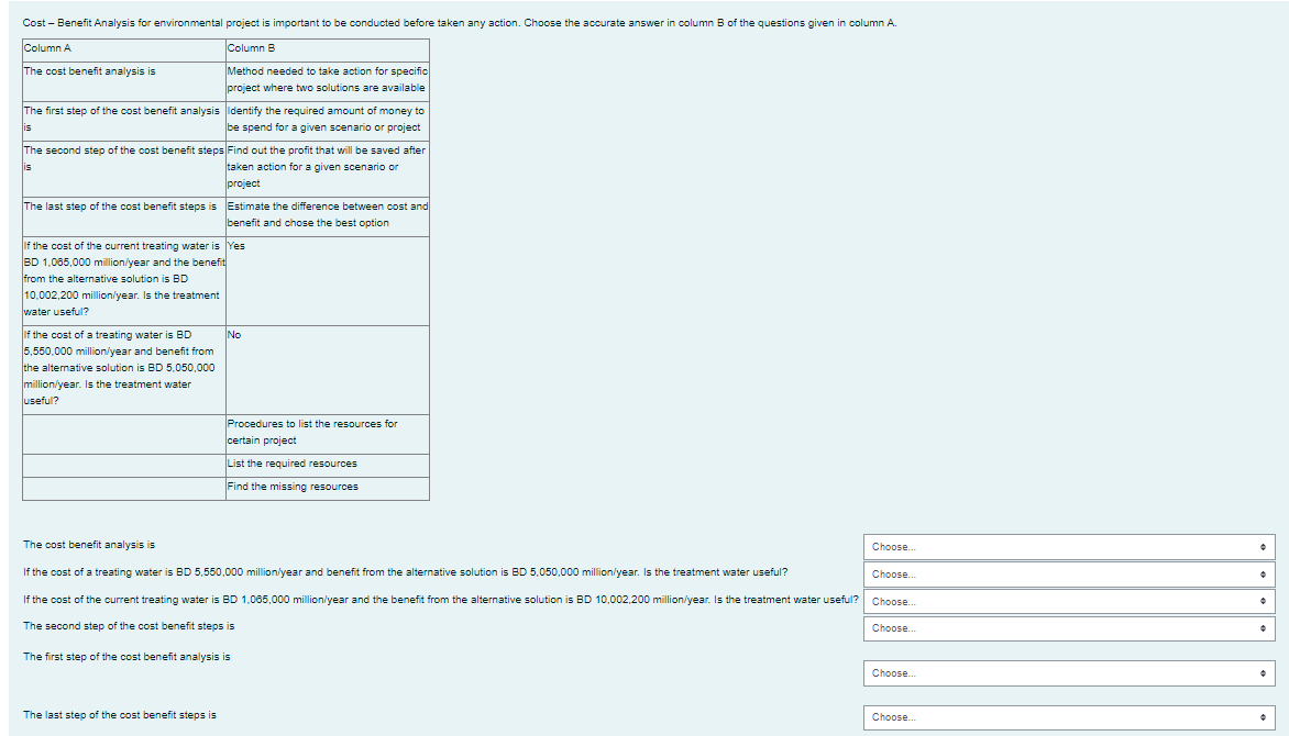 Cost - Benefit Analysis for environmental project