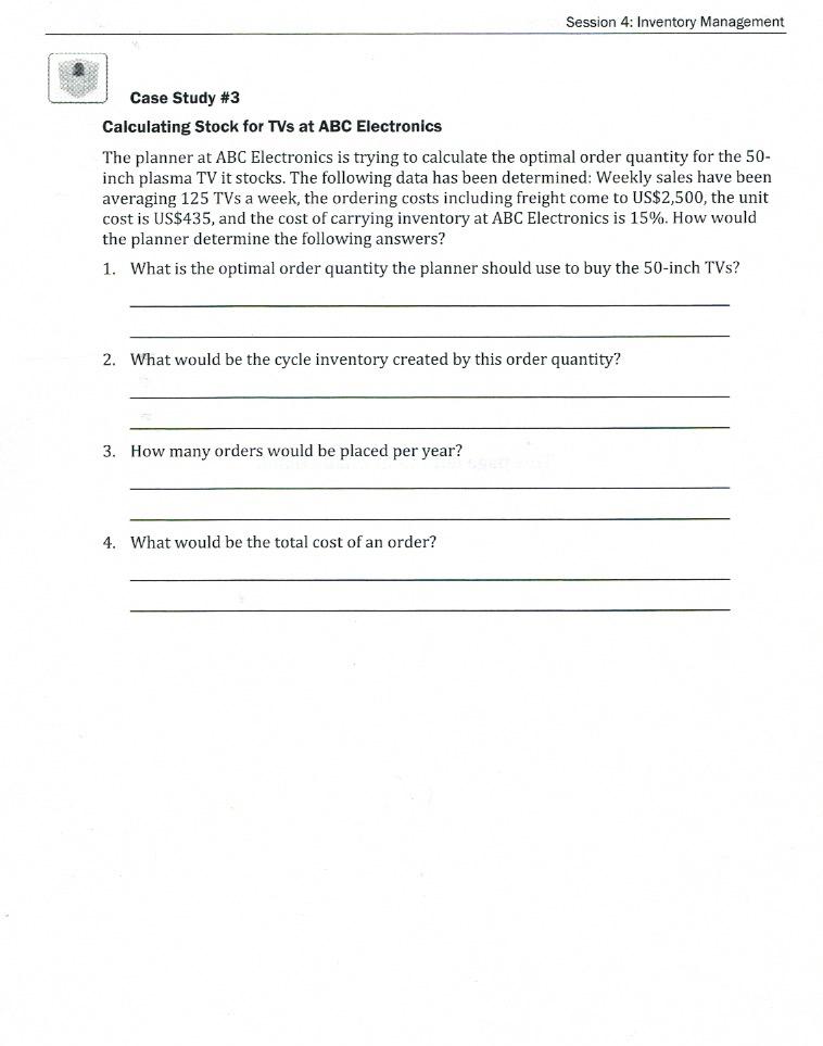 Session 4: Inventory Management Case Study #3